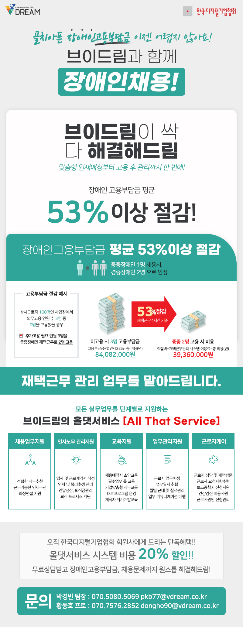 브이드림 프로모션 안내(장애인 고용 후 관리까지 해주는 All That Service)